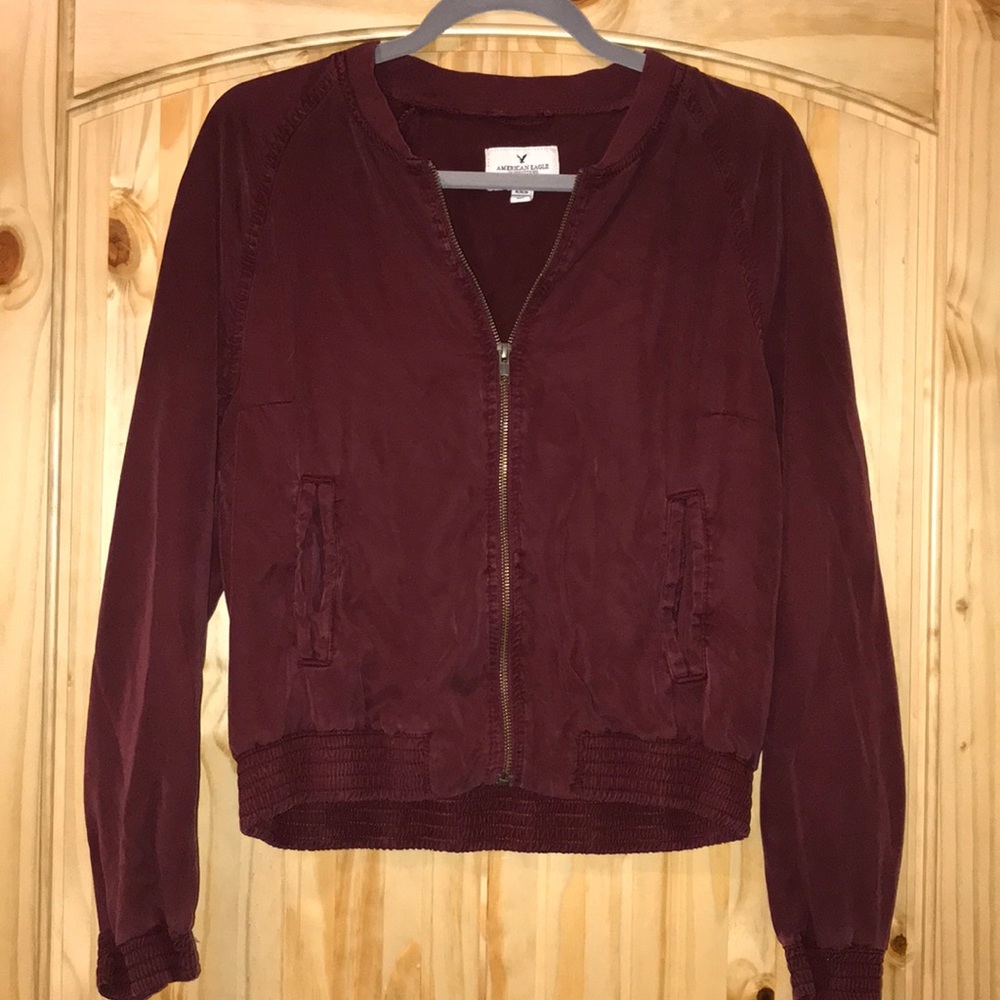 American Eagle Maroon Bomber Jacket - image 1